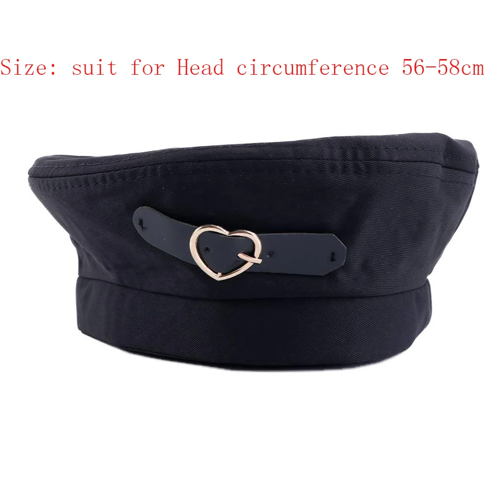 Korean Fashion Love Heart Leather Buckle Beret Female Autumn Winter Painter Hat Elegant Lady Caps