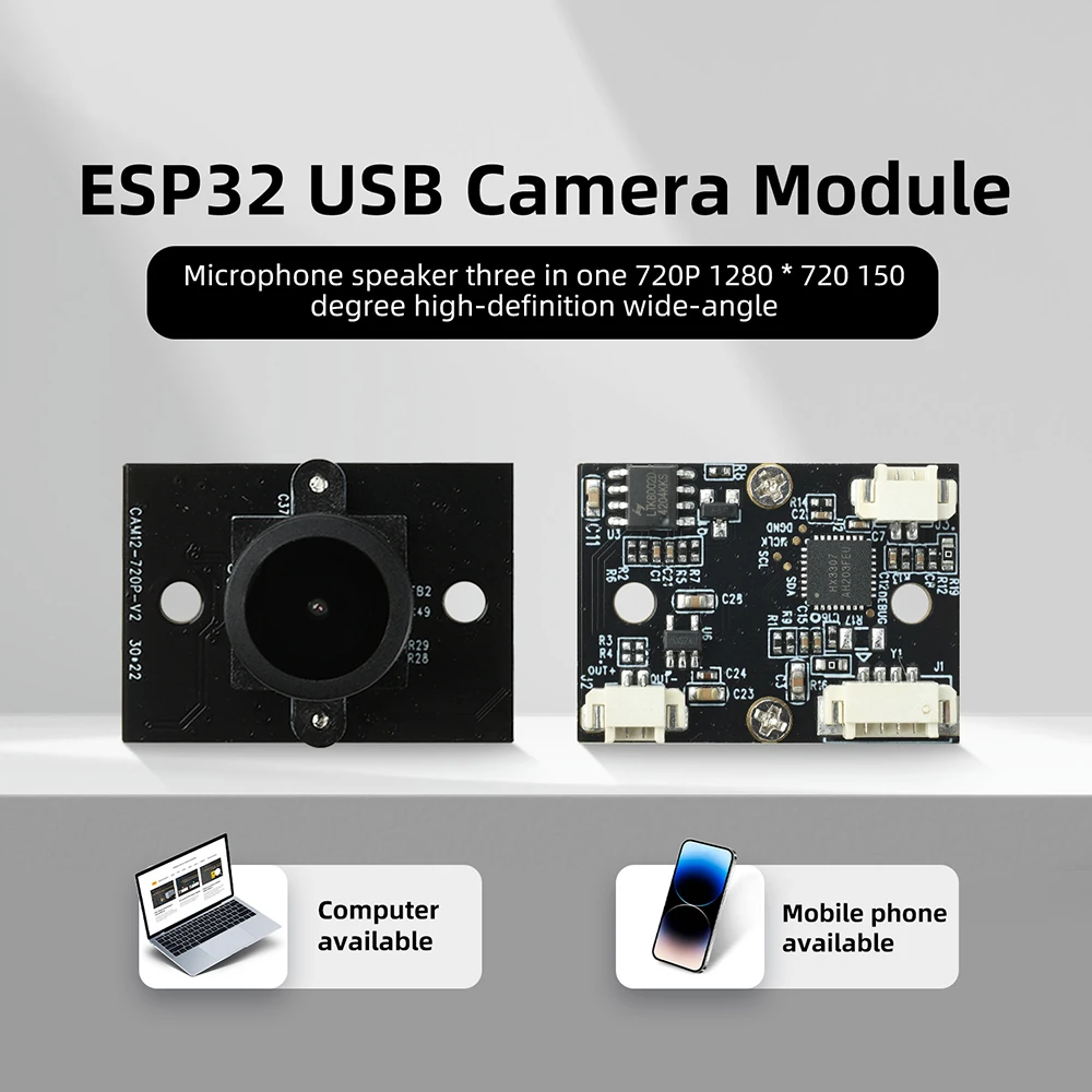ESP32 Camera Module USB HD 720P 150 Degree Ultra Wide Angle Lens with Microphone and Speaker for Development Boards