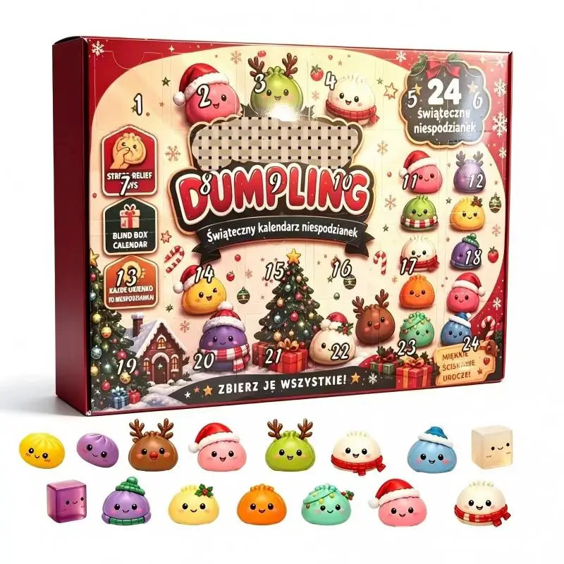 Squishy 2026 Christmas Advent Calendar, Surprise Box with 24 Day Countdown, Dumpling Shaped Slow Bounce Squishies, Sensory Gift