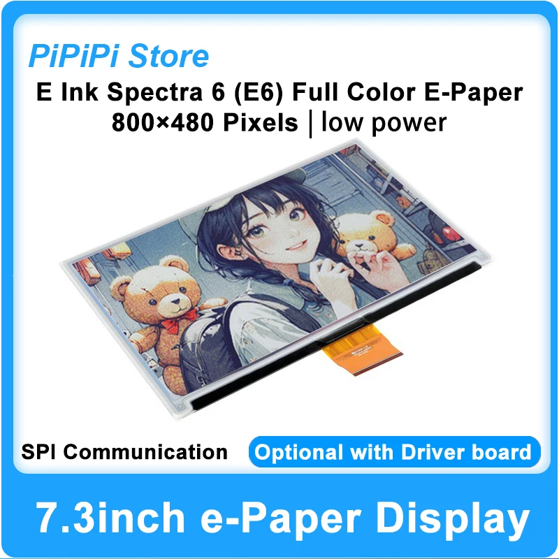 7.3inch E-Paper HAT (E) E Ink Spectra 6 Full Color 800×480 SPI Display For Raspberry Pi Jetson Nano For Electronic Price Tags