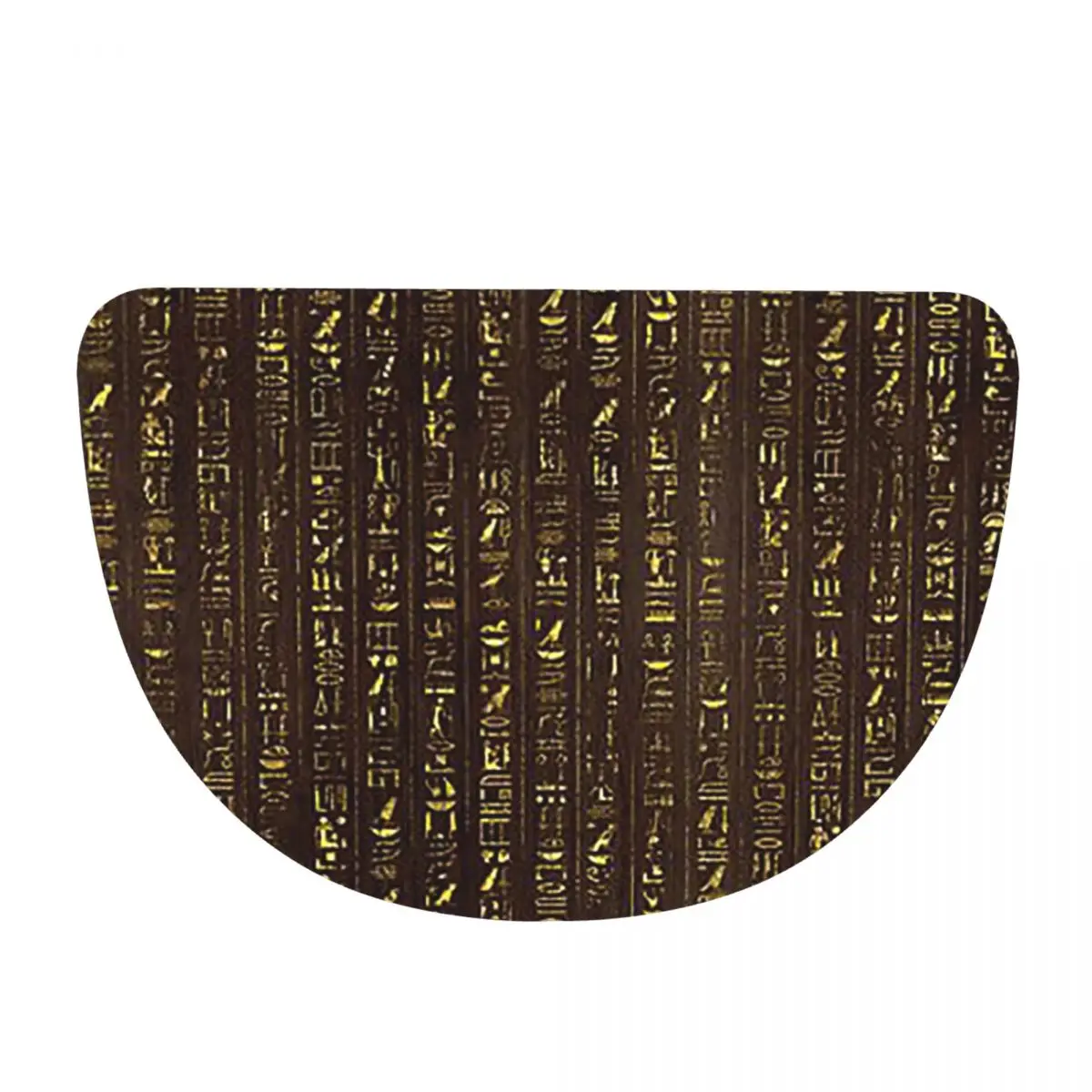 Golden Egyptian And Hieroglyphics On Wood Soft Half Round Doormat Non Slip Bathroom Mat Absorbent Floor Carpet for Living Room