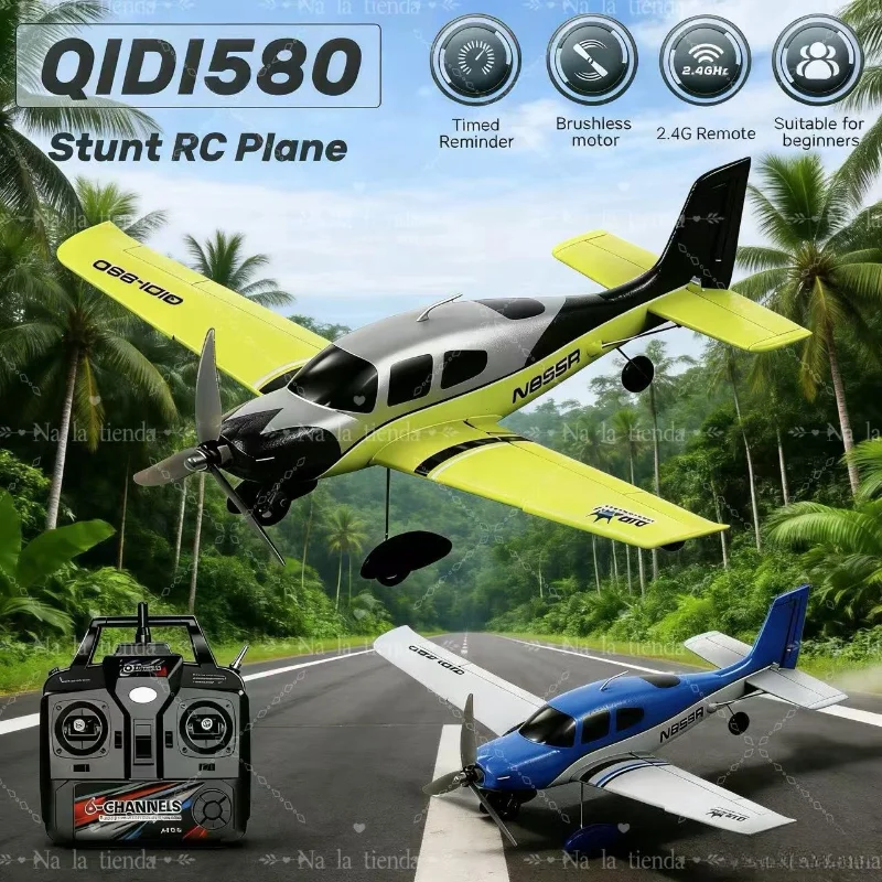 

QIDI580 Stunt RC Glider Plane 4CH 2.4G Remote Control Brushless Aircraft EPP Foam Fixed Wing Airplane Model Toys for Children 12