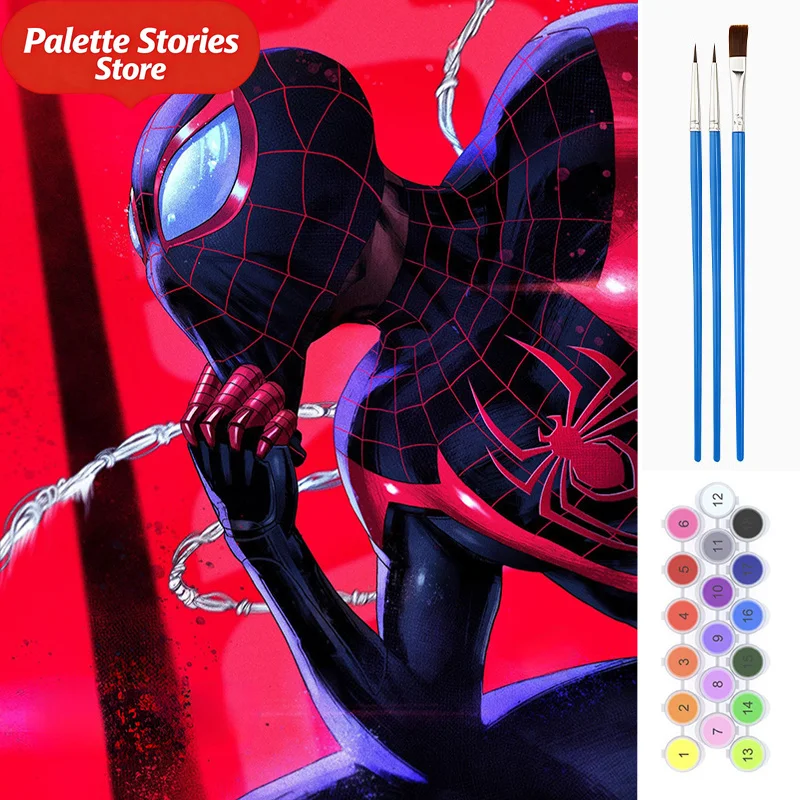 

1pc Adult Digital Painting Kit, Marvel Spider-Man Miles Morales, 40x50cm/15.7x19.7in DIY Painting Set, Wall Art for Room Decor,