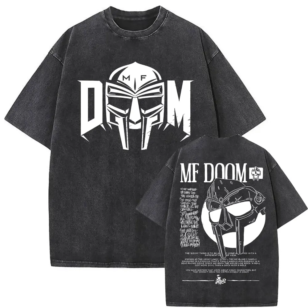 Washed Vintage Rapper Mf Doom MM FOOD Graphic Print Tshirt Men Women Hip Hop Fashion T-shirts Male Casual Oversized Streetwear