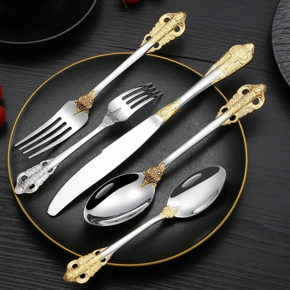

Luxury 30 Pcs Silverware Set, Royal Flatware Set, Modern 304 Stainless Steel Flatware, Cutlery, Tableware. Serving 6