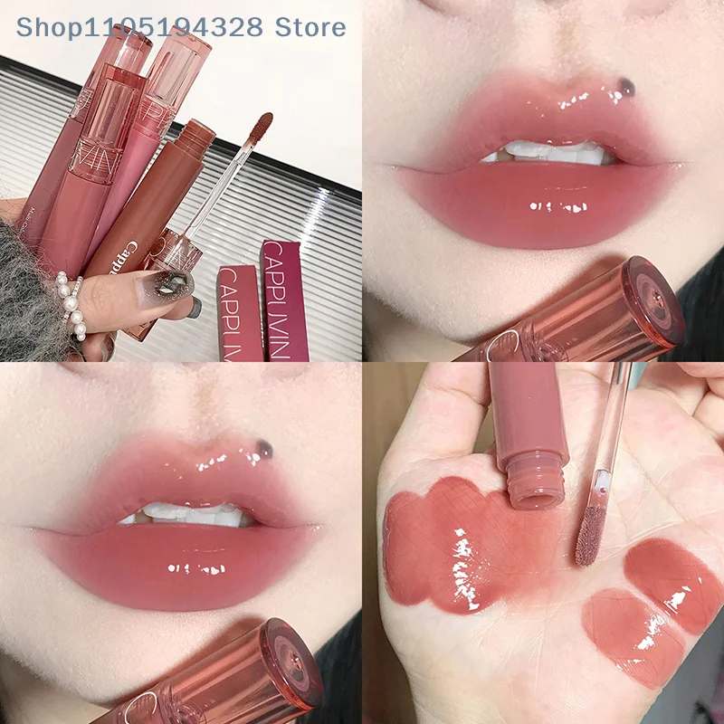 [M]미러 워터 글로스 립글로스 롱래스팅 워터프루프 모이스춰라이징 젤리 립글레이즈 끈적임 없음 가벼운 고발색 학생용