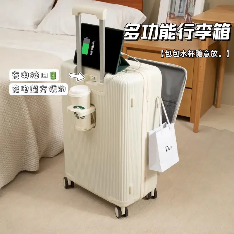 FirstMeet-Valise à roulettes multifonctionnelle pour hommes et femmes, bagage à main, boîte de voyage, 20 po, 24 tiges de traction, mot de passe,