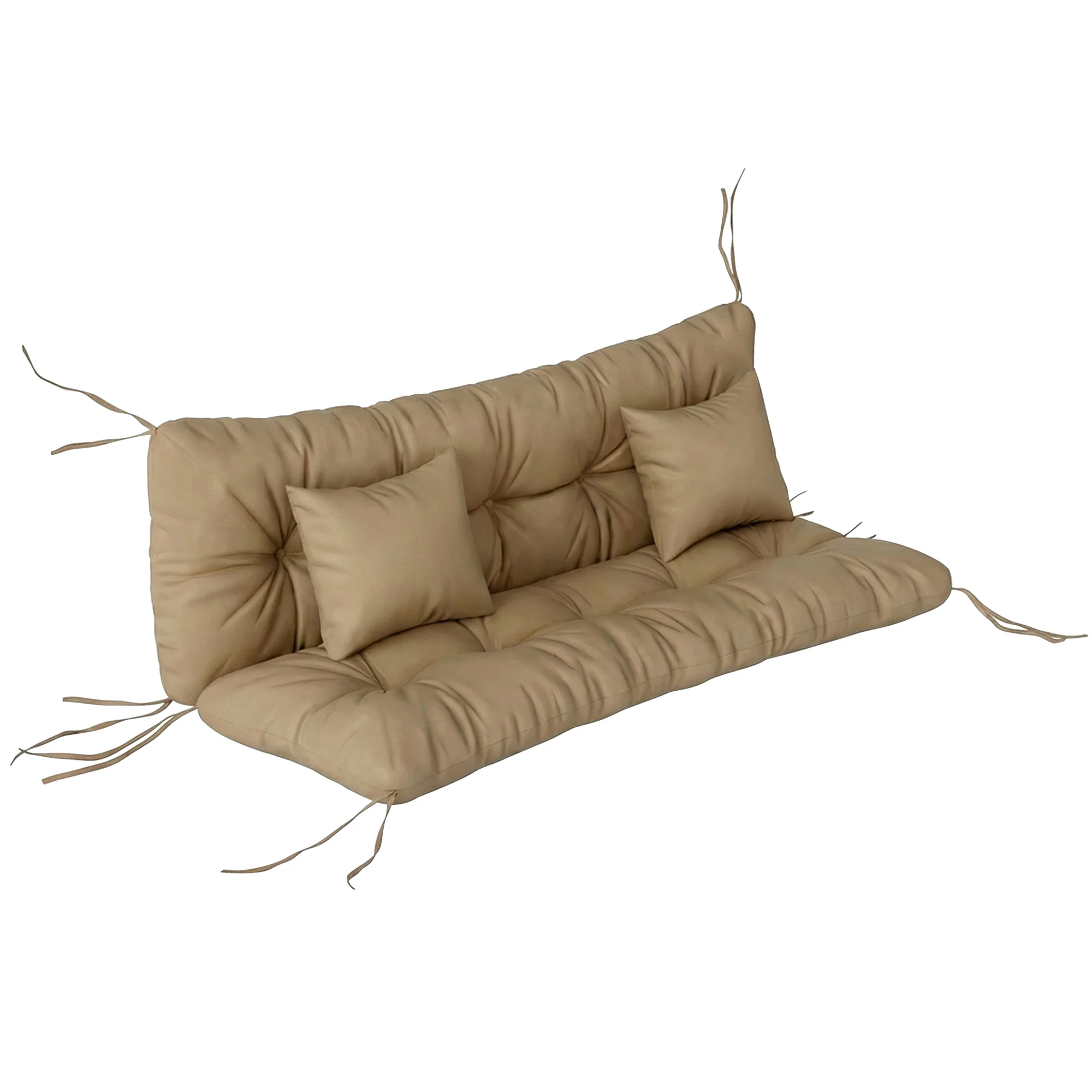 Indoor Chair Cushion, with Backrest, Pillow, and Ties, Suitable for Garden, Khaki Color