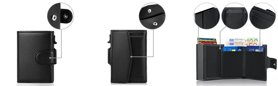 Rfid Microfiber Leather Men Wallets Fashion Credit Card Holder Trifold Wallet Money Bags Smart Slim Thin Pocket Wallet Black