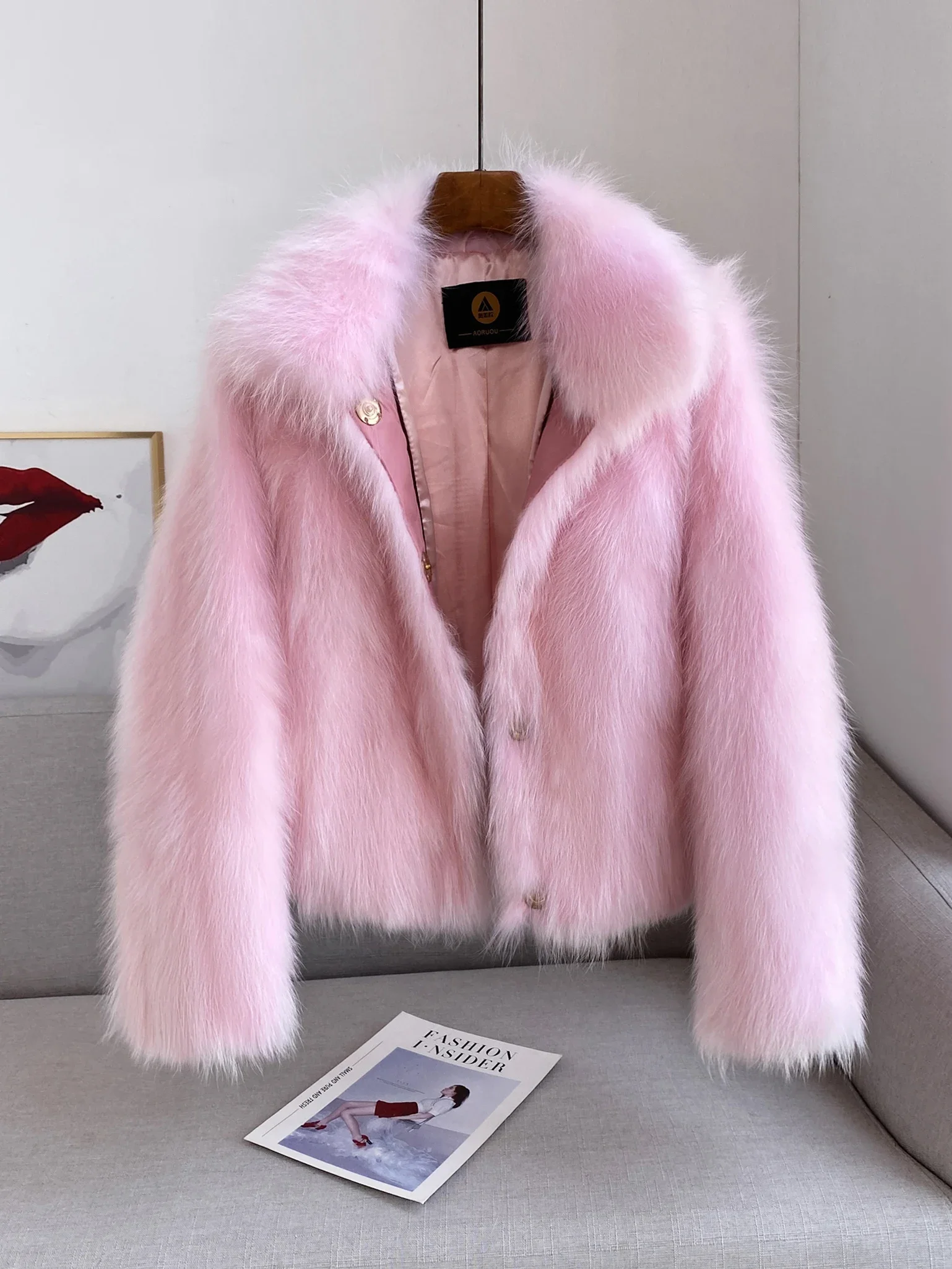 سترة جديدة من شعر الراكون ميلارد للنساء، نمط قصير، رقبة مربعة