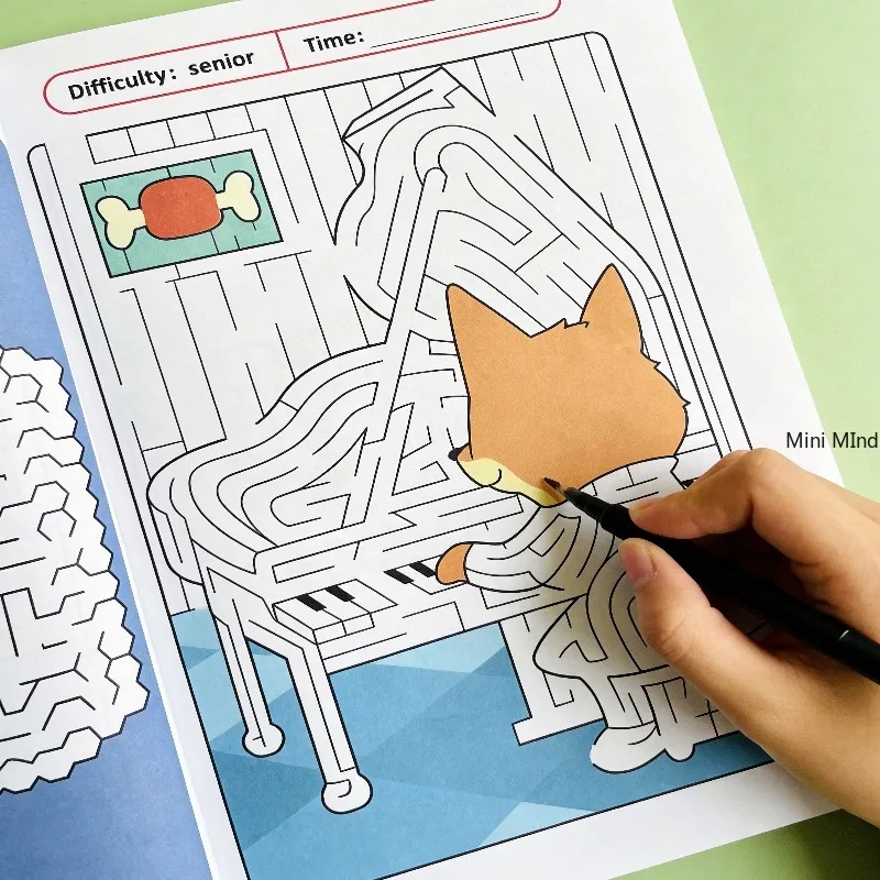 Fun Maze Puzzle Drawing Book,32 Different Patterns, Animal Maze Painting Coloring Book,Concentration Training Puzzle Game Book