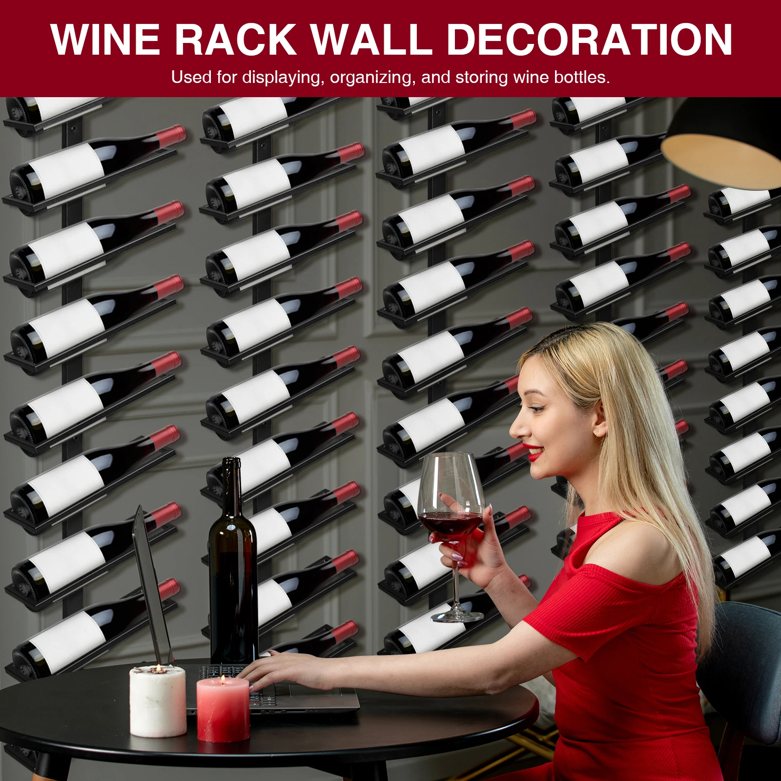 

5 Pack Wall Mounted Wine Rack Holds 60 Bottles Wine Bottle Holder Wine Storage Organizer for Kitchen Dining Room Bar Wine Cellar