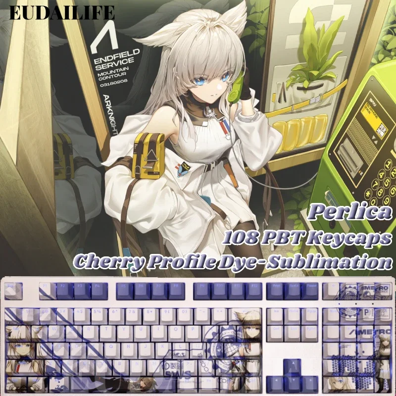 Perlica 108 Keycaps Arknights Endfield PBT DYE Sublimation Light Transmitting Cherry Switch Cross Key Cover Mechanical Keyboard