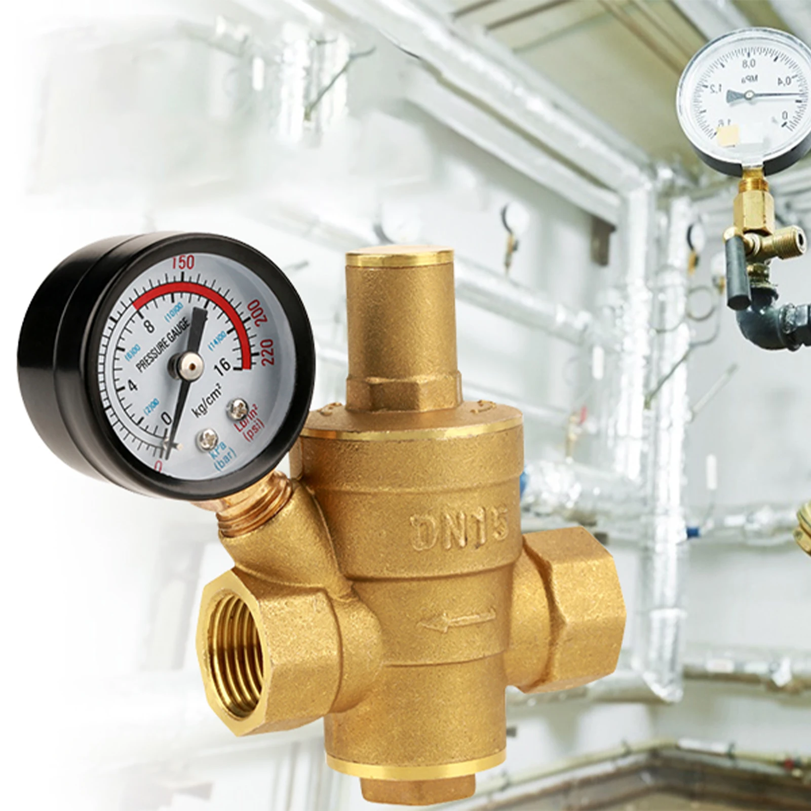Brass Pressure Regulator Water Pressure Regulator DN15 Brass Adjustable Water Pressure Regulator Reducer With Gauge Meter