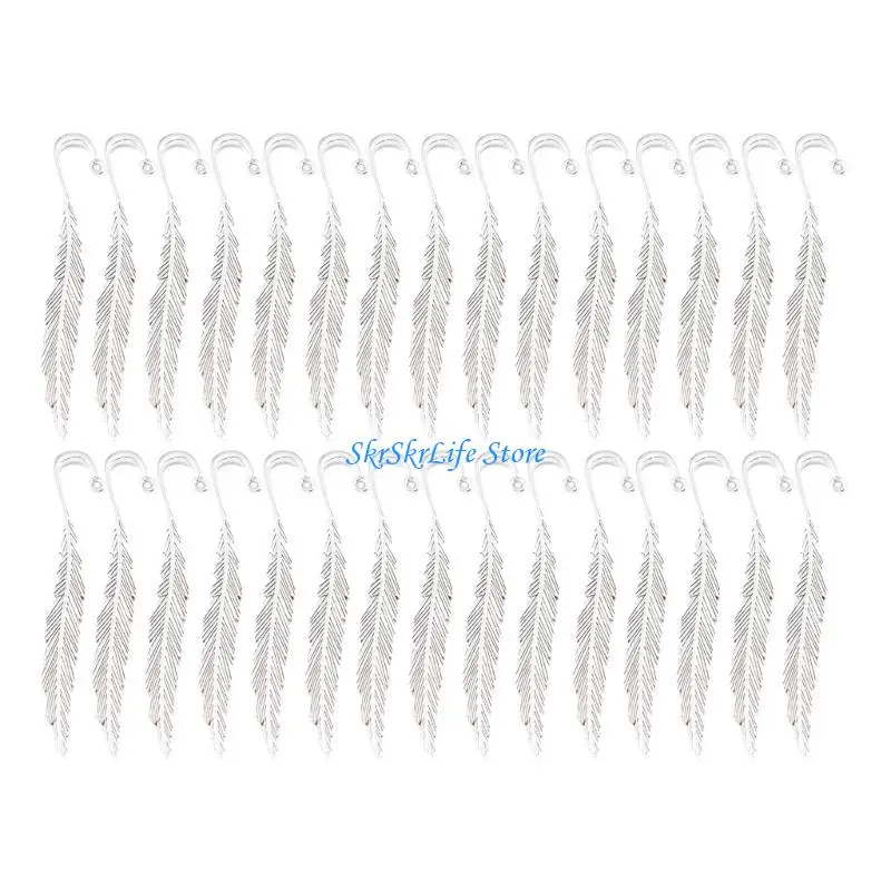 E65E 30Pcs Vintage Hook Bookmarks Metal Feathered Bookmarks for Teacher Student