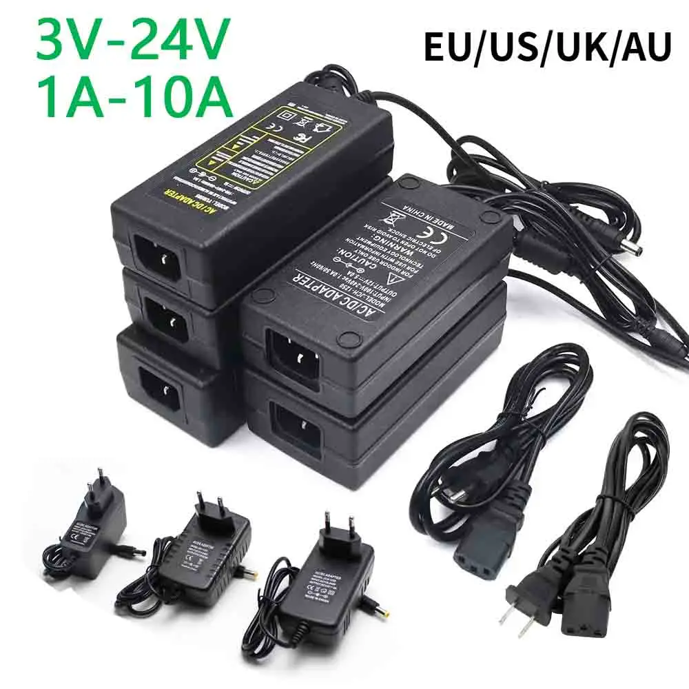 

AC 110-240V DC 3V 5V 6V 8V 9V 12V 24V Power Supply Adapter 1A 2A 3A 5A 6A 8A 10A Universa Power Adapter for LED light strips