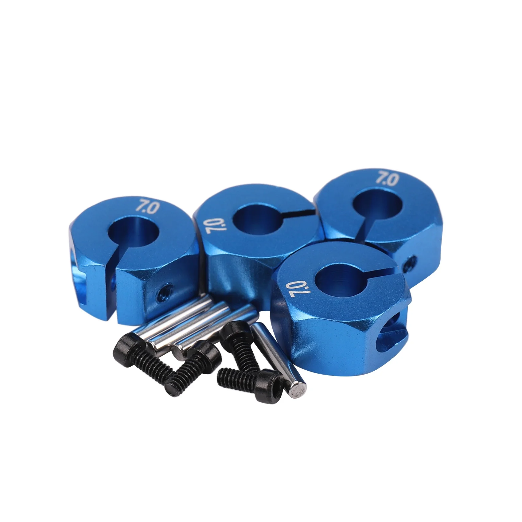 RC Blue Aluminum 7.0 Wheel Hex 12mm Drive with Pins Screws 4P HSP HPI Tamiya Ca