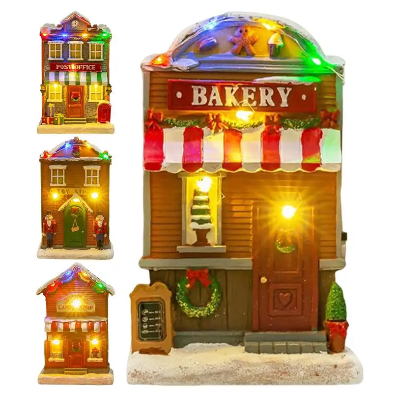 

Christmas Village Lighted Ornament Light Up Christmas Winter Village House With Music Decorative Resin Table Centerpiece