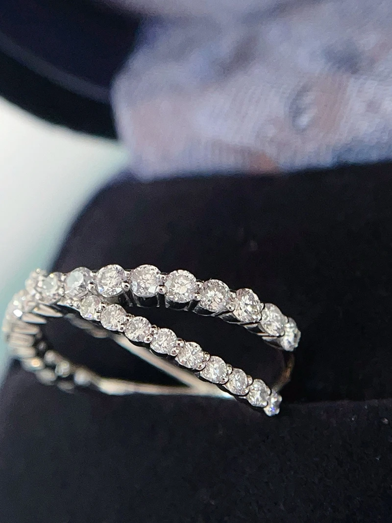 LUOWEND-Anillo de platino 900 con forma de cruz de lujo, anillo de compromiso de diamante Natural Real de 1,0 quilates para mujer, joyería de boda alta