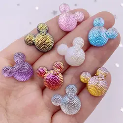 100 sztuk Kawaii AB żywica 16mm brokat kryształy mysz Flatback Rhinestone ozdoby ślubne DIY aplikacja do robótek L608