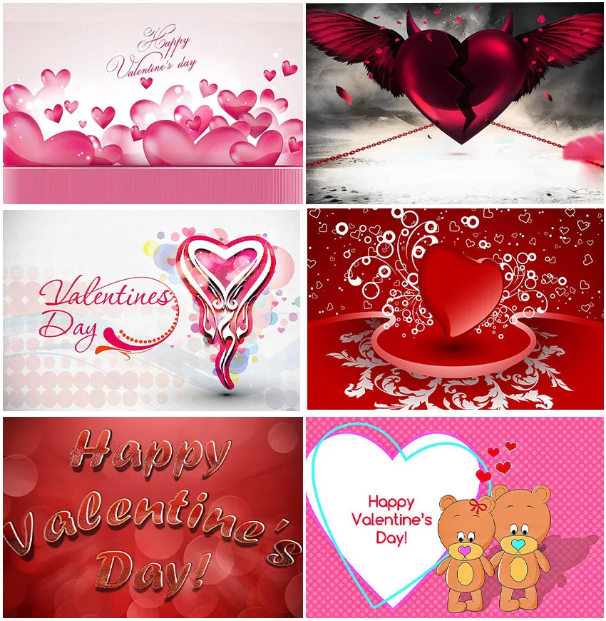 

Photography Backdrops For Happy Valentine's Day Cute Bear Red Love Heart Wings Supplies Backgrounds Banner Studio Photozone