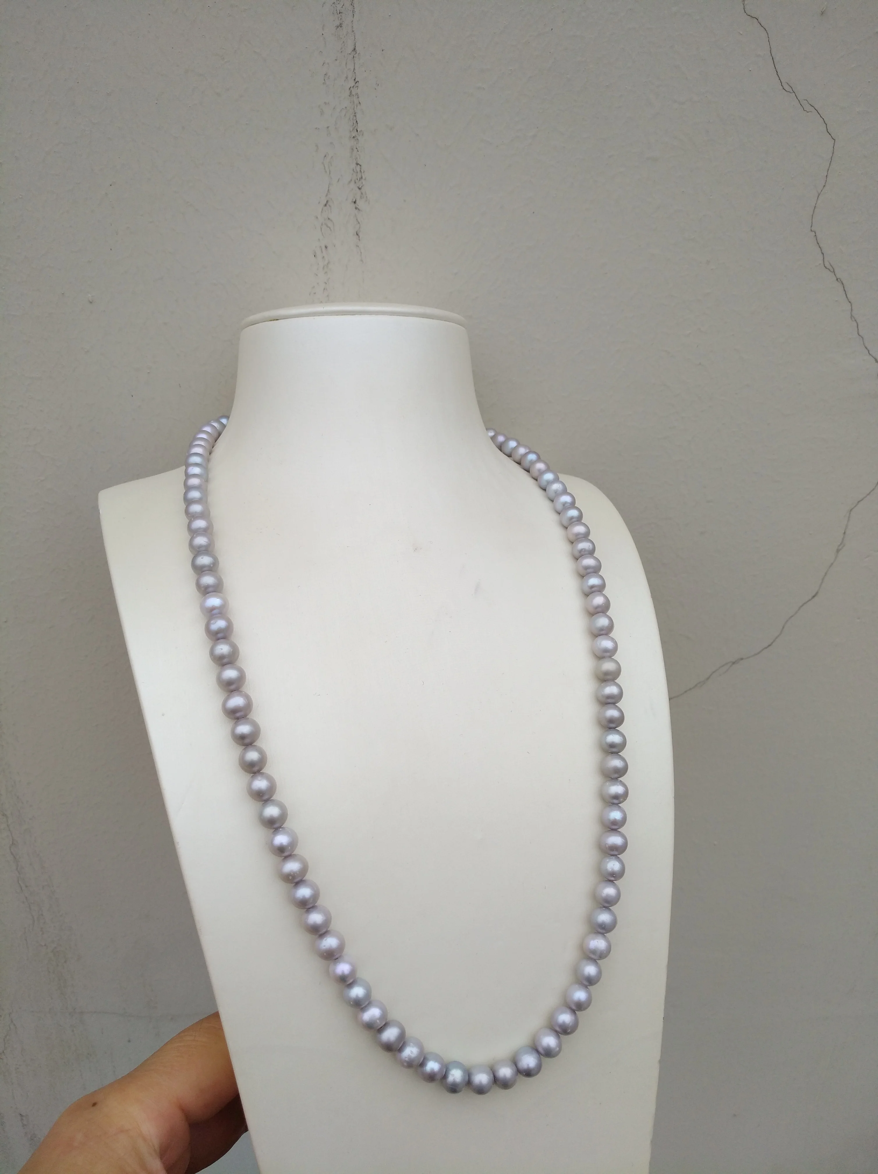 19inch Exceptional Precious 6-7mm Round South Sea Gray Real Natural Pearl Necklace Nice Look