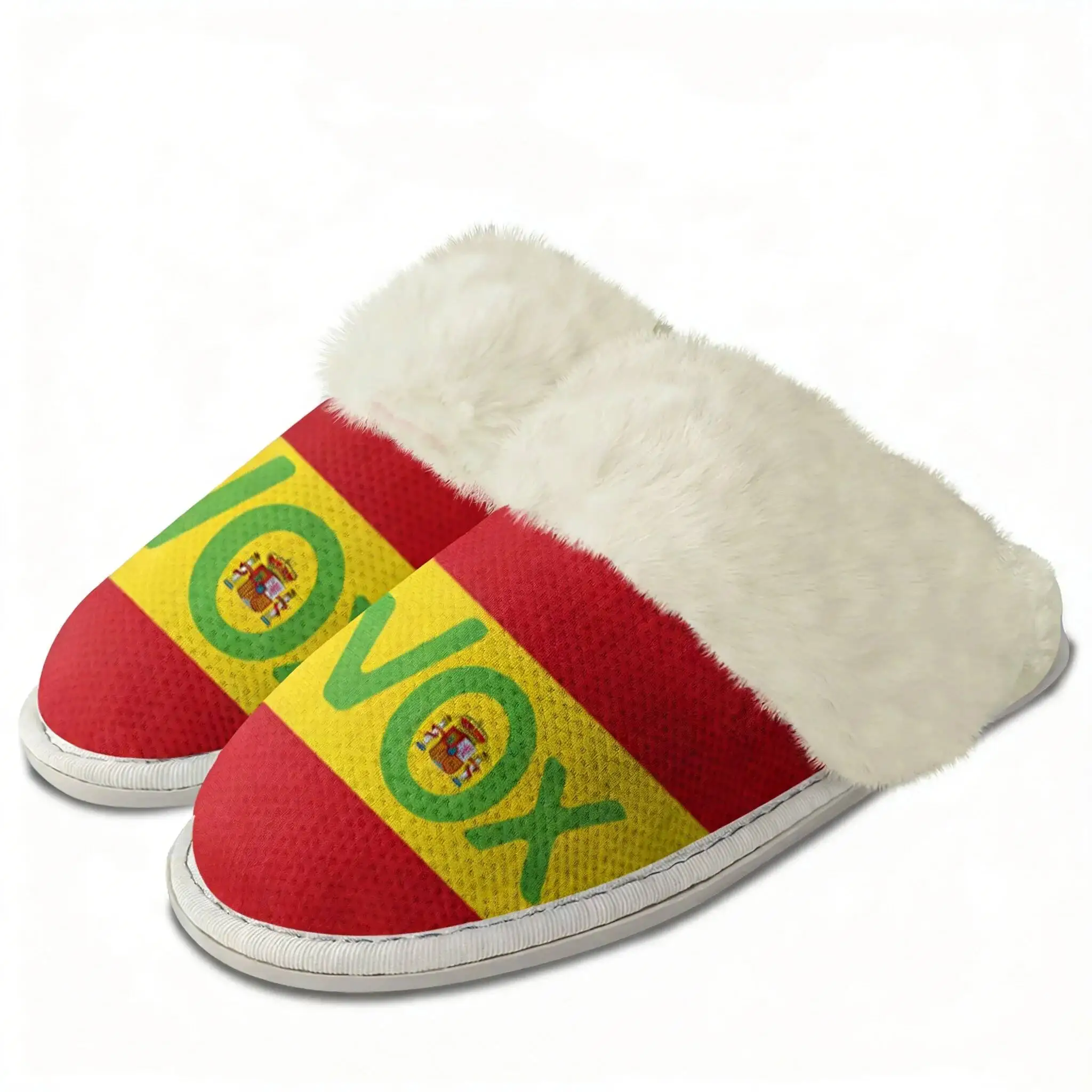 Spanish National Emblem Vox Plush Slippers Keep Warm Shoes Mens Womens Breathable Home Cotton Thermal Lightweight Slipper