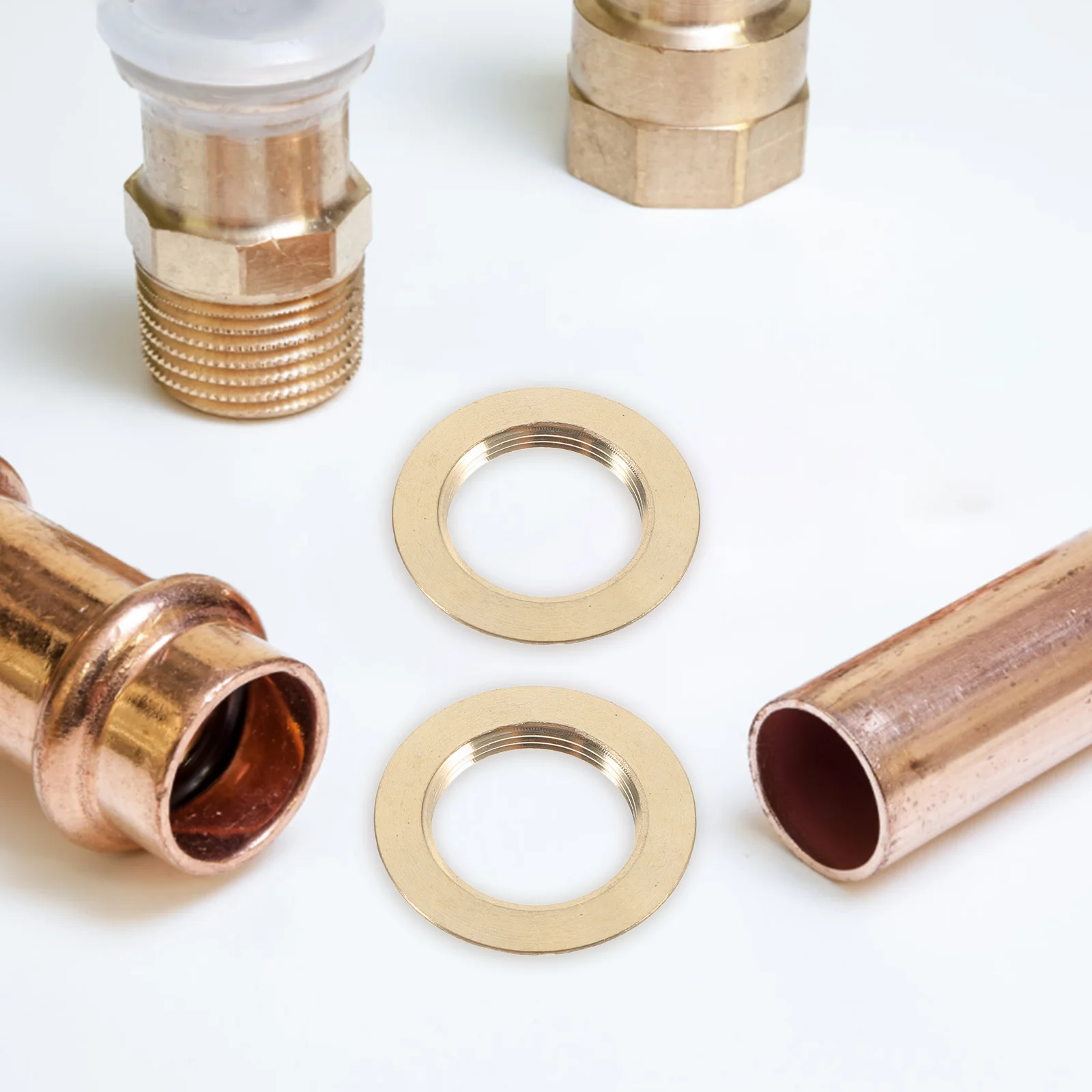 

6Pcs Internal Thread Brass Lock Nut Set Flanged Pipe Fittings Locking Nuts Washer for Bathroom Water Tanks Washing Machines