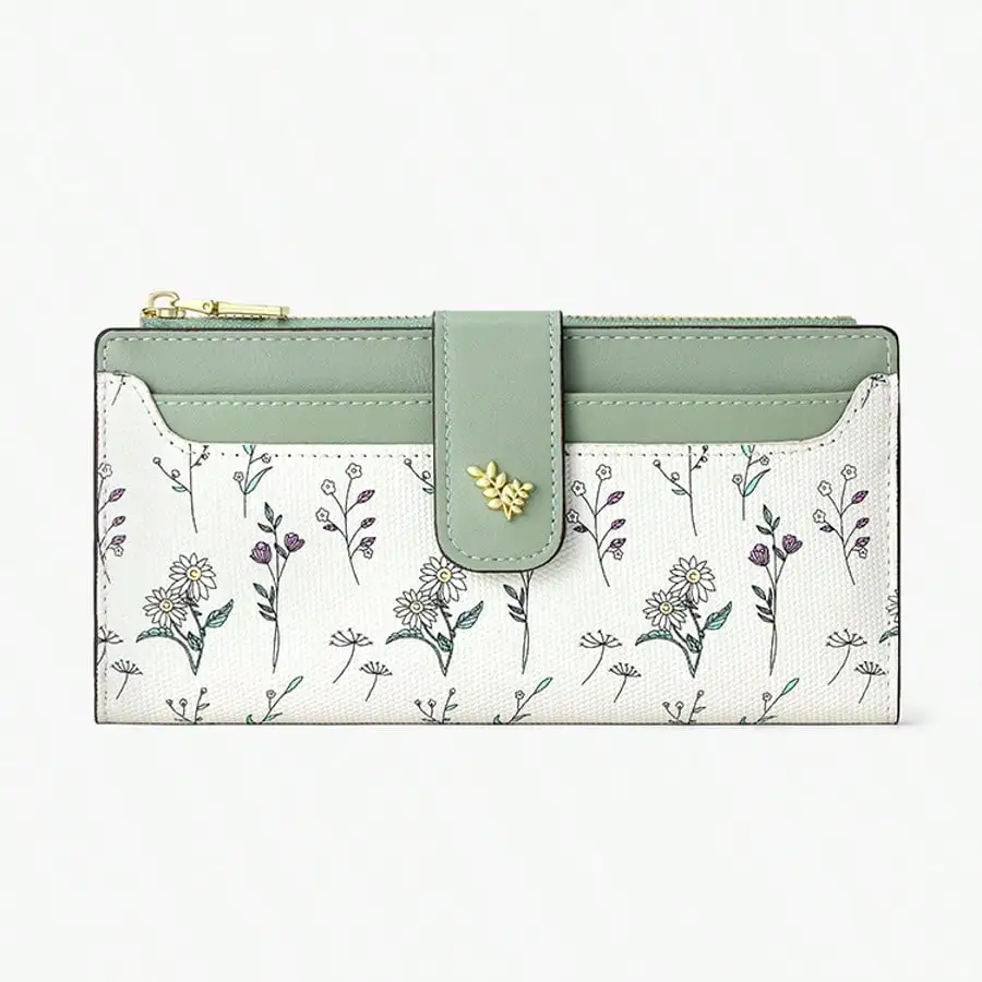 

Suphiar Floral Pattern Zip-Up Long Wallet Foldable For Women Wallet Purse Wallet