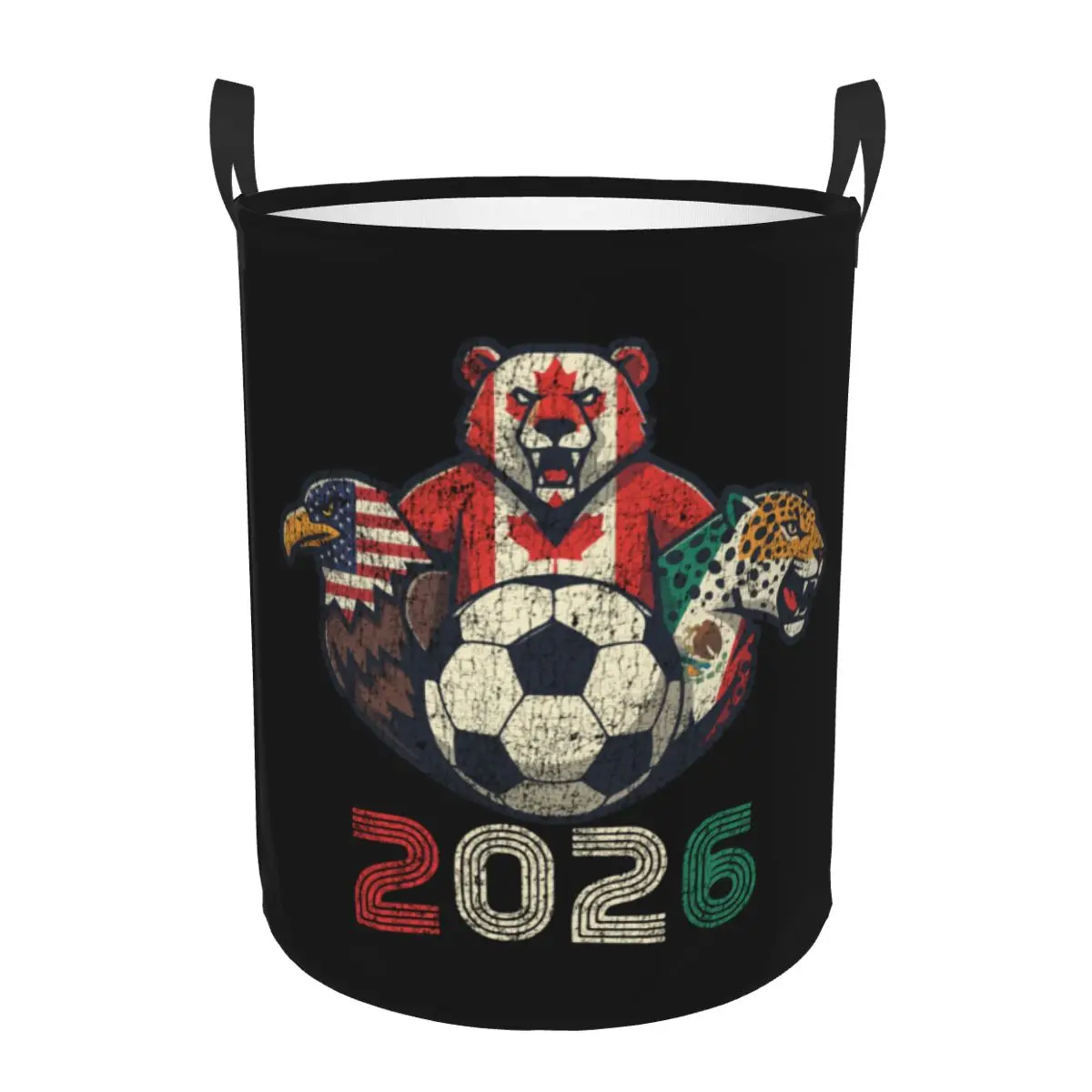 

Custom 2026 Football Soccer Cups Laundry Hamper Large Storage Basket USA Canada Mexico Girls Boys Toy Organizer