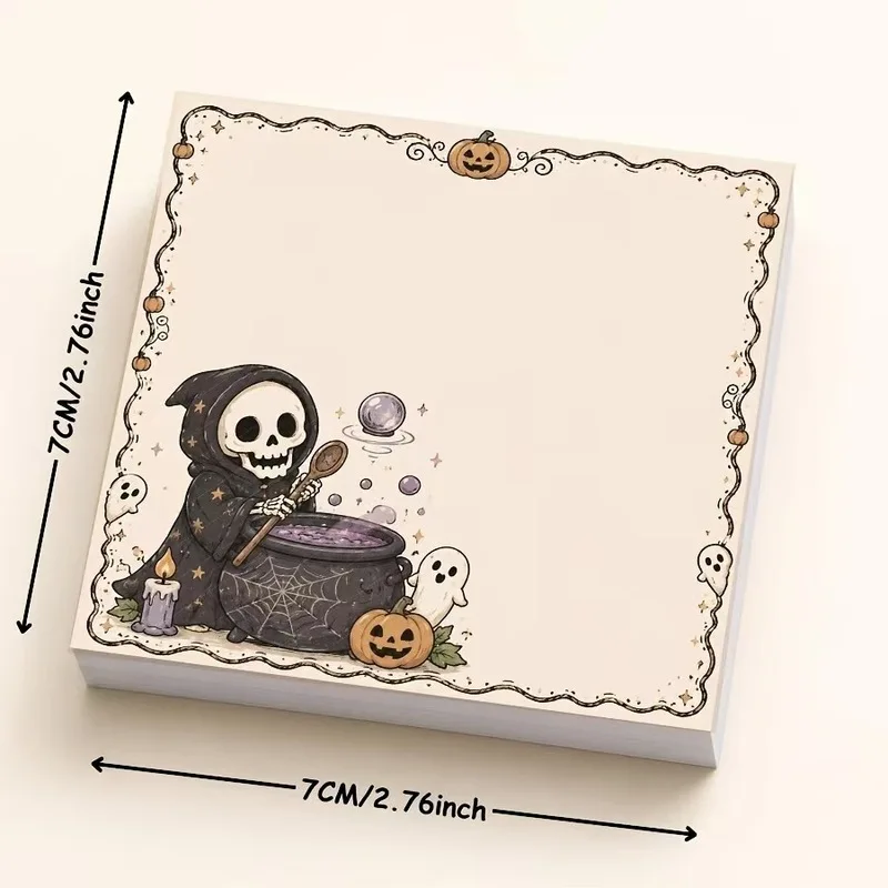 50page/Pad Halloween Sticky Note，Self-Adhesive Skull Witch Sticky Notes，Message Memo Notepad，School Office Holiday Gifts