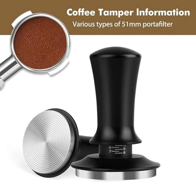 Espresso Tamper,Coffee Tamper For Espresso Machine,Depth-Adjustable Espresso Tamp Loaded Tamper, Hand Tampers