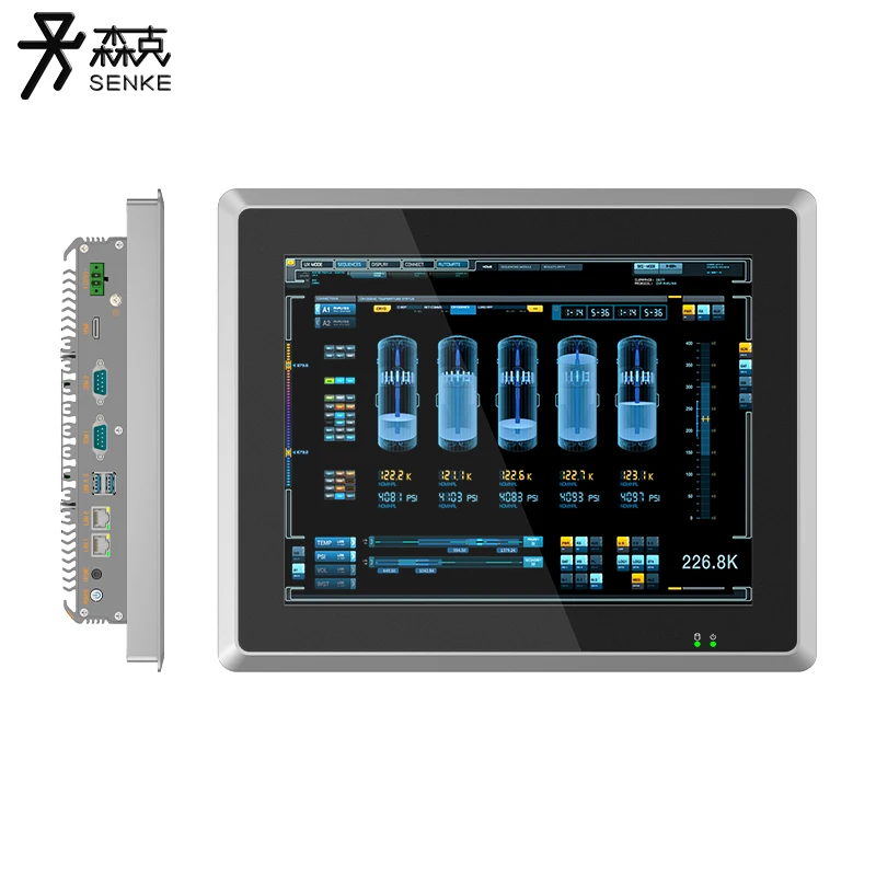 Wide Voltage 9-36v 1024*768 / 1280*1024 Fhd 10.4 12.1 15 17 19 Inch Industrial All In One Touch Panel Pc Computer