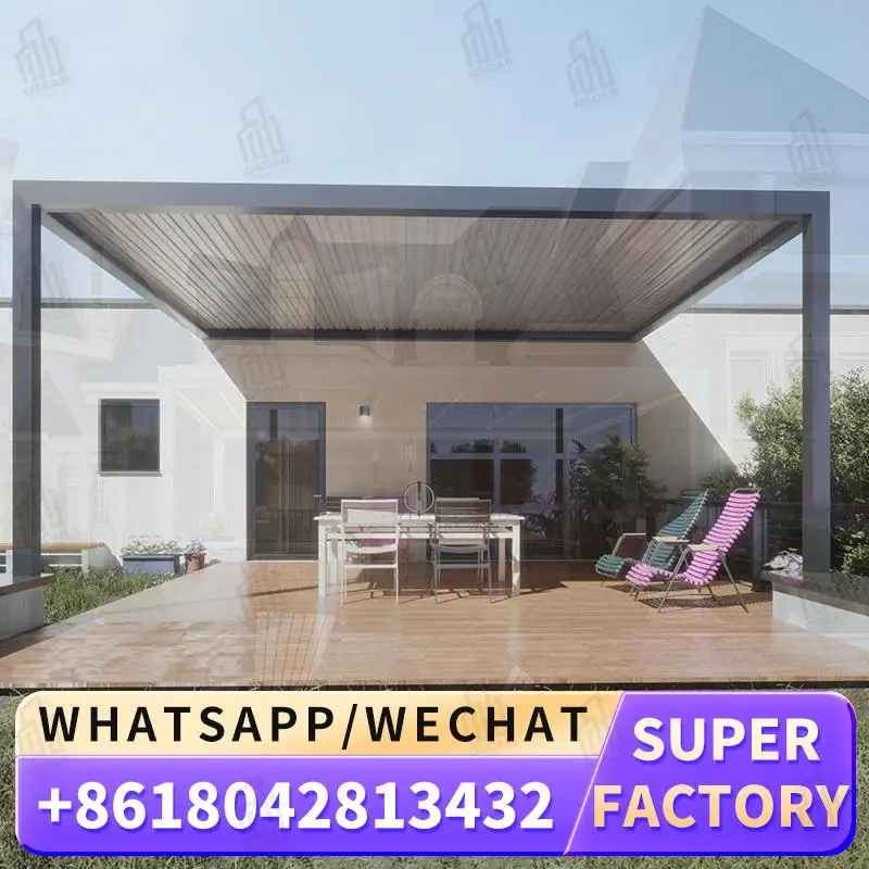 

Adjustable Louvered Waterproof Motorized Retractable Aluminum Luxury Customized Outdoor Pergola and Gazebo for Garden Patio Back