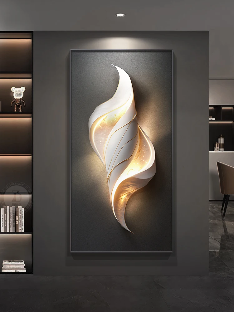 Modern Creative Abstract Mural Lighting Remote Dimming LED Wall Lamp Bedroom Study Living Room Entrance Staircase Wall Decoratio