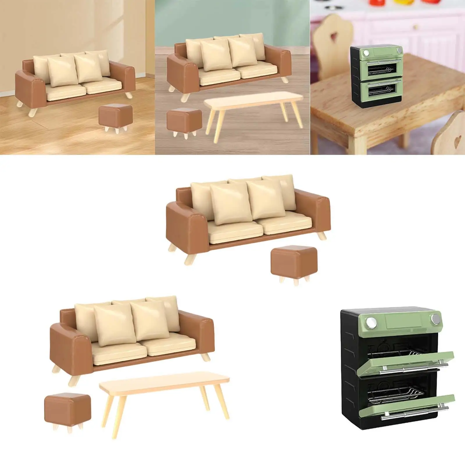 Miniature Sofa Dollhouse Furniture for DIY Projects Photo Props Decoration