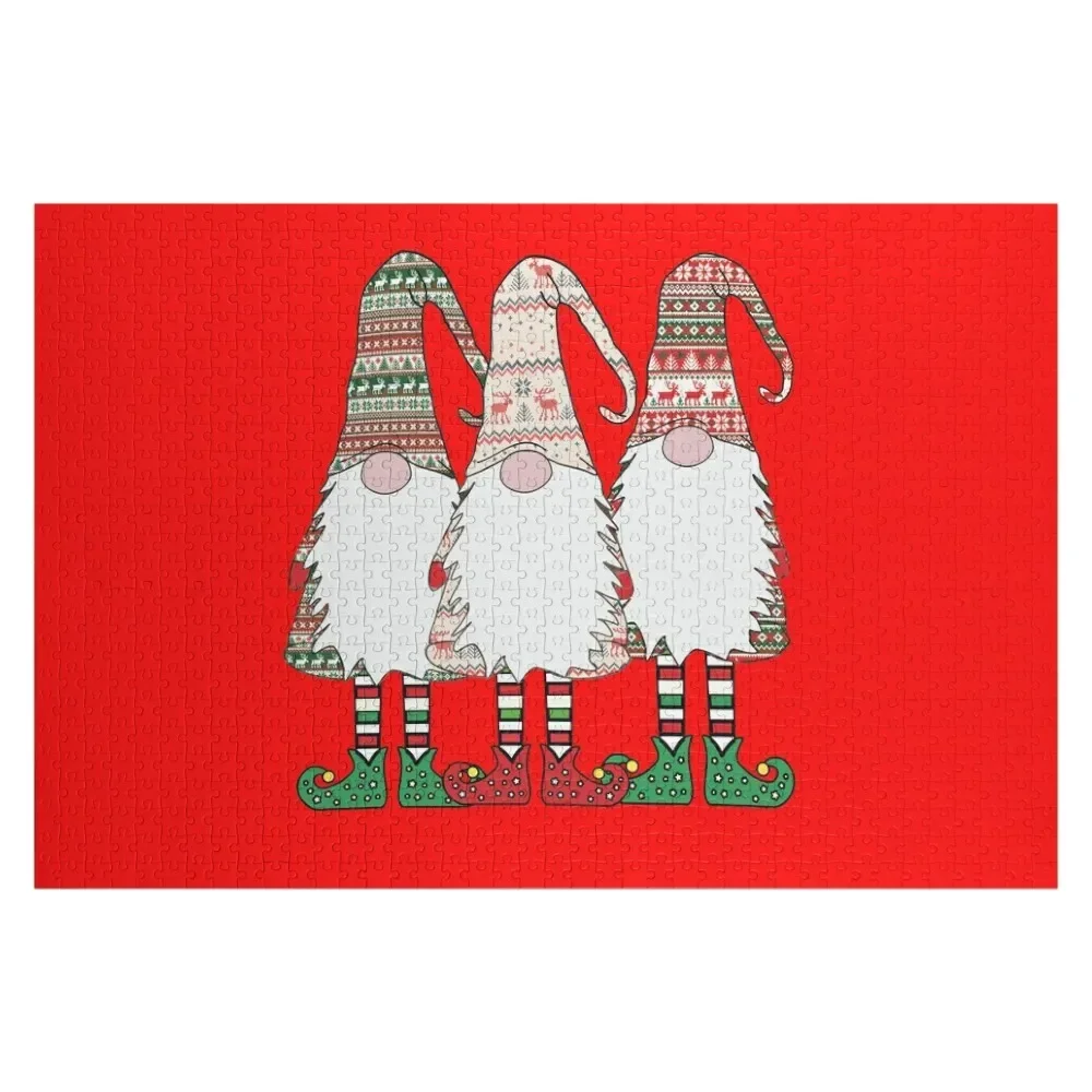 

3 Nordic Gnomes Winter Christmas Swedish Tomte Cute Elves Jigsaw Puzzle Jigsaw For Kids Photo Customs With Photo Puzzle