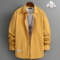 Unisex Men's New Clothes Shirt Coat, All-Matching Work Clothes Casual Long Sleeve Solid Color 100% Cotton Shirt Oversized