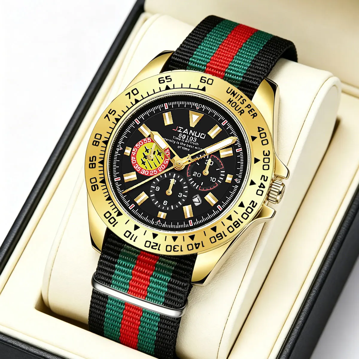 Business Casual Men's Watches Nylon Belt Calendar Trend Outdoor Simple Golden Boys Quartz Watches