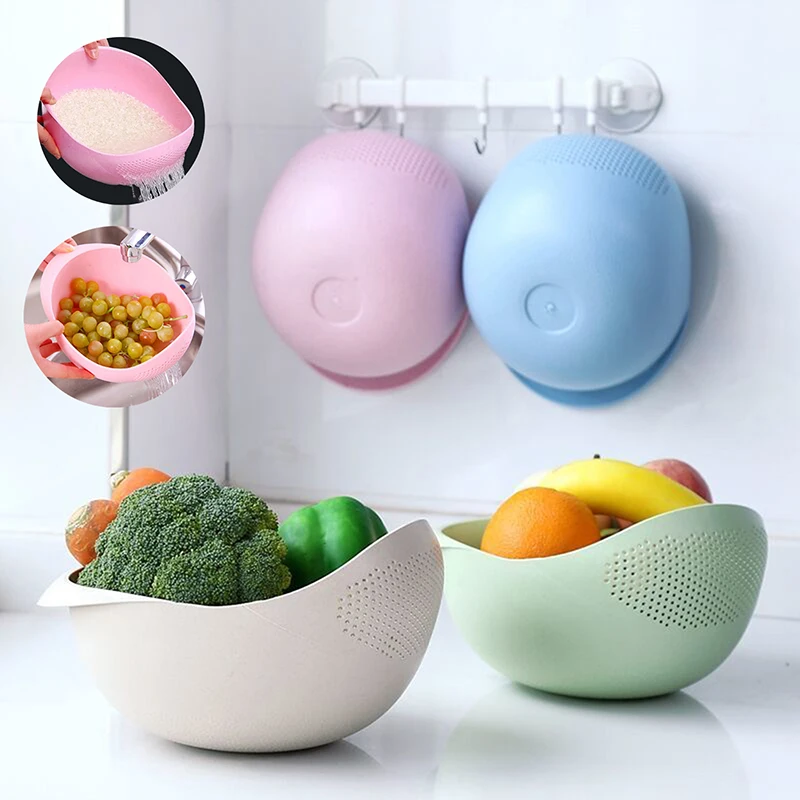 Setaccio per riso Colino in plastica Cestello di scarico da cucina con manici Ciotola per riso Colino Cestello per lavello Scarico Utensili da cucina
