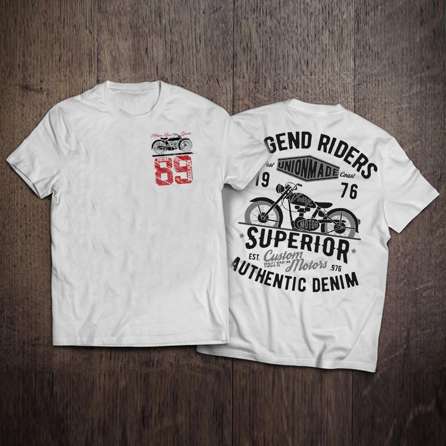 American Motorcycle Heavy Short Sleeve T-shirt Men Retro Motorcycle Print White Rock Tide Brand Tough Man Fitness Trend