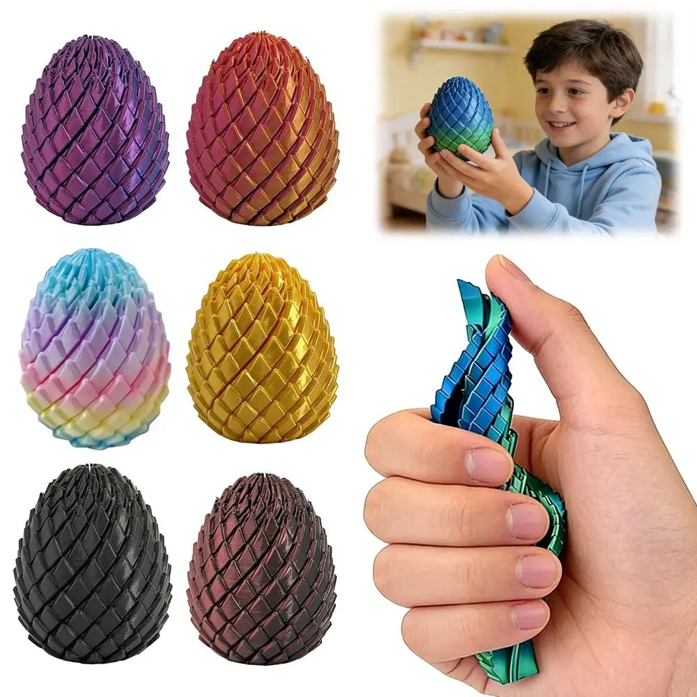 

New 3D Printed Twisty Fidget Dragon Egg Rotating Stress Relief Slippery Egg Fidget Toy Spiral Easter Dragon Eggs for Adults&Kids