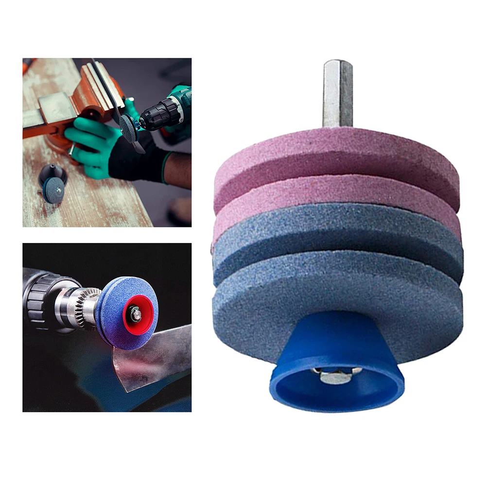 

1pcs Lawn Mower Sharpener Universal Grinding Drill Tool Double-layer Wheel Blade Faster Knife