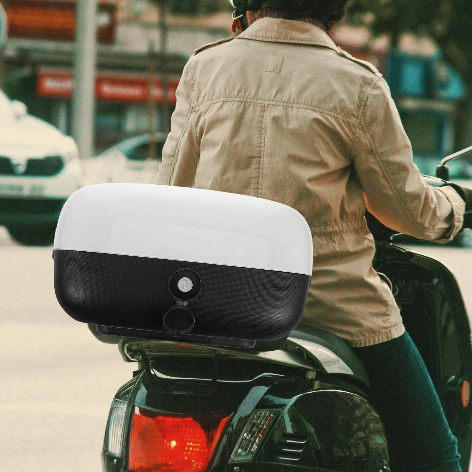 

Electric Car Trunk Motorbike Luggage Rack Storage Scooter ABS White Motorcycle Parts Bag Carrier