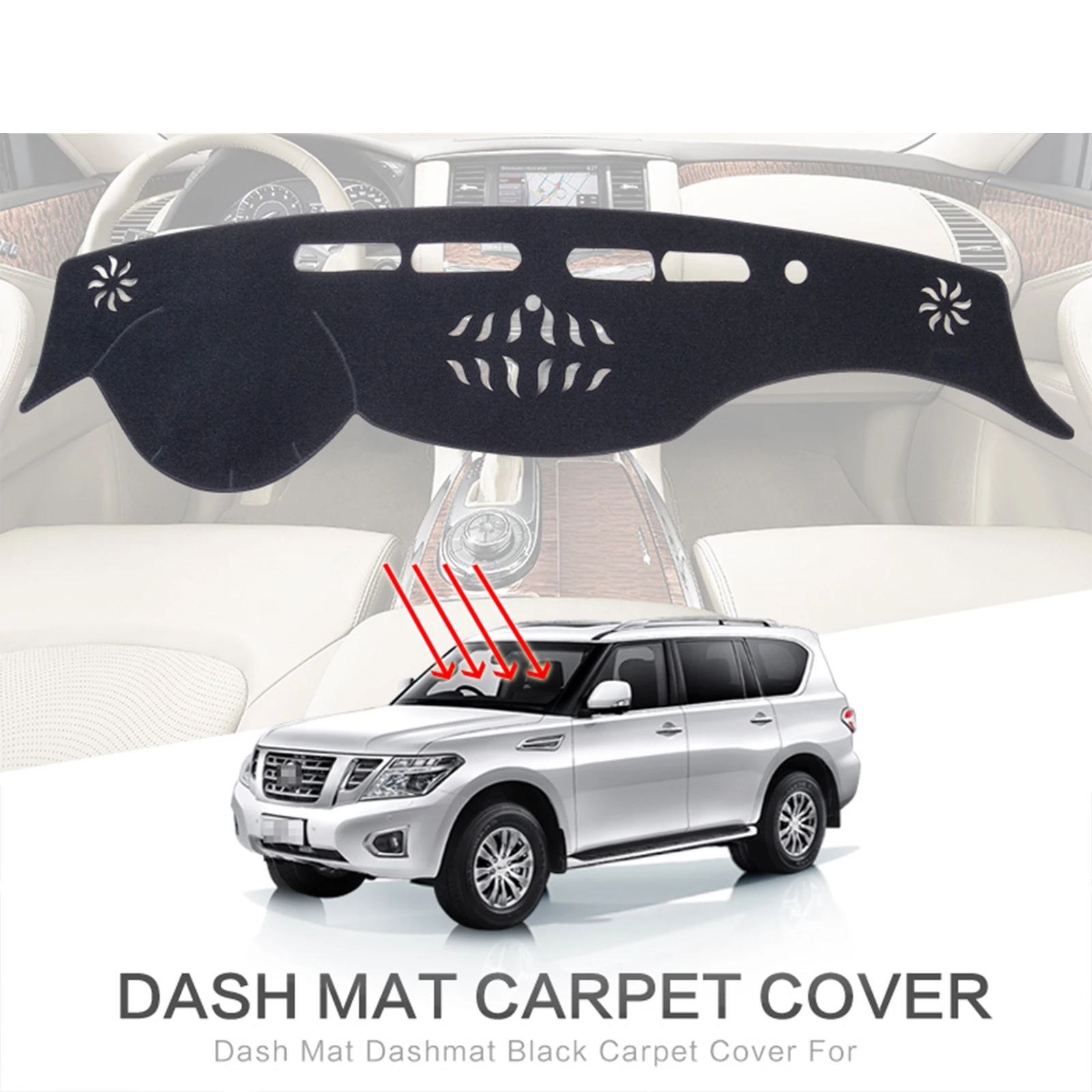 

for Nissan Patrol Y62 Armada 2010-2022 Car Dashboard Mat Sunshade Protective Carpet Dash Mat Dashmat