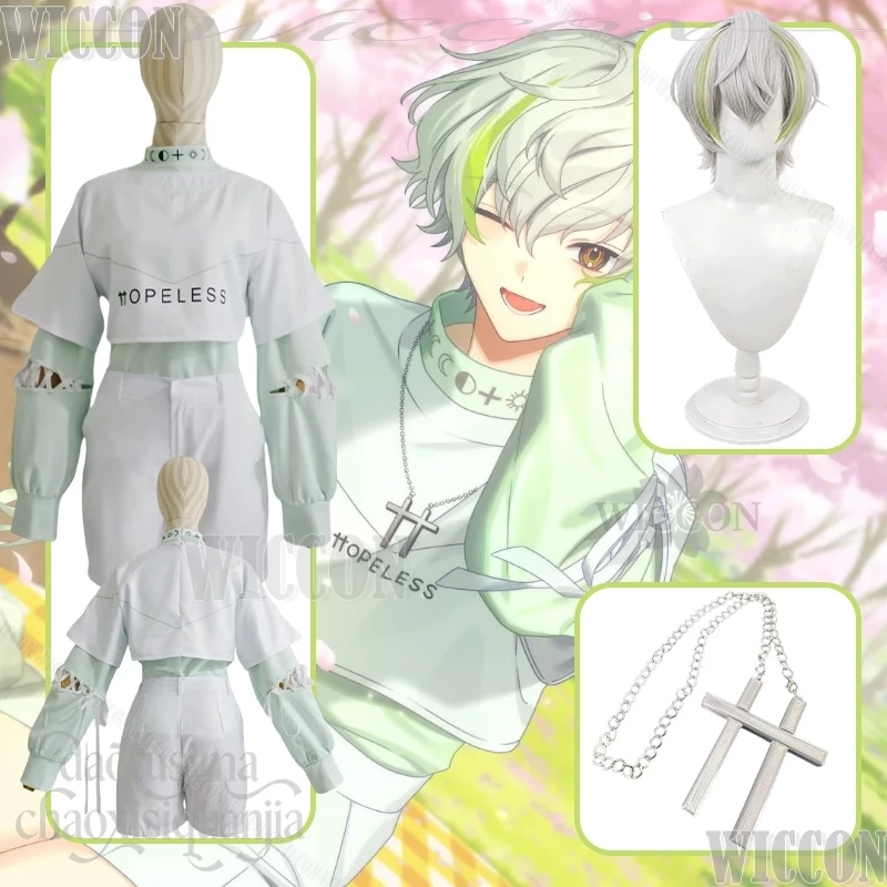 

Game 18TRIP Cosplay L4mps Shiramitsu Toi Costume White Fashion Y2K Punk Crop Top White Shorts Necklace Wig Navidad Carnival