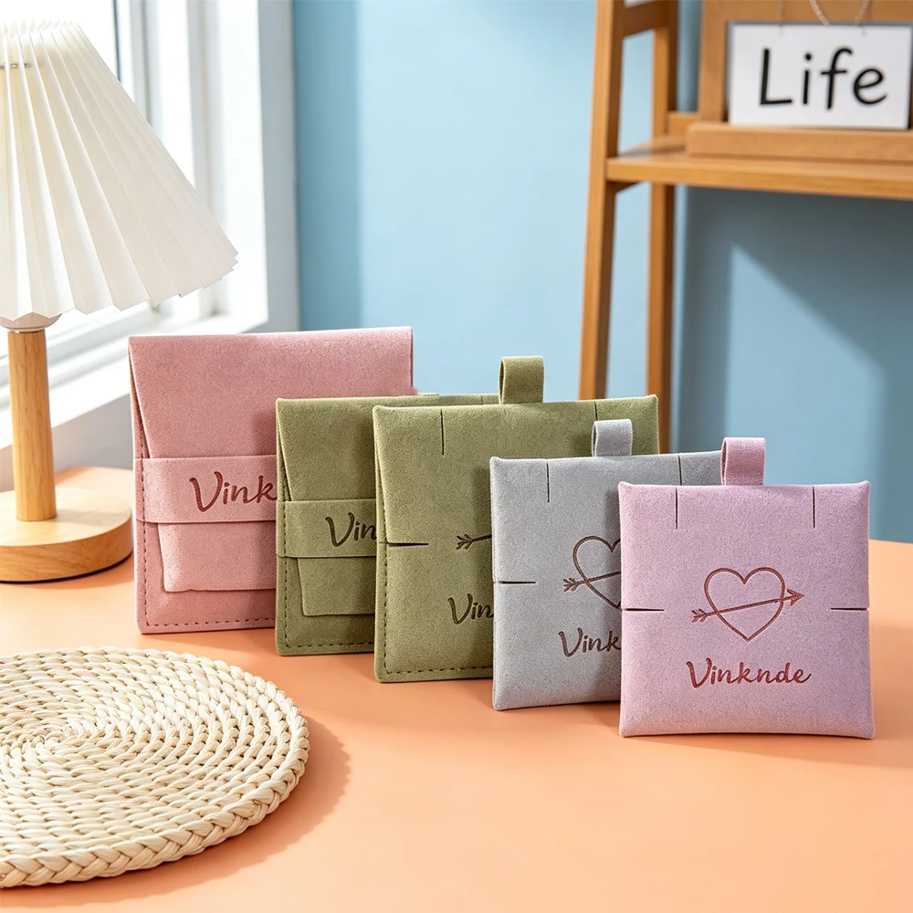 

20/50/100Pcs Custom Logo Microfiber Pouches with Insert 6x6 Card Jewelry Packaging Flap Bag Earring Necklack Bracelet Display