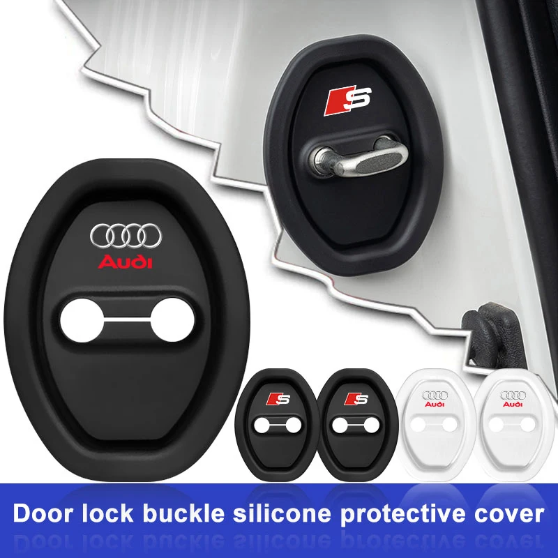 Image of 4 Stück Silikon-Antikollisions-Embleme Autotürschloss-Schutzabdeckung Auto-Styling für Audi A4 A3 A5 A6 A7 A8 Q3 Q5 Q7 Q8 B5 B6