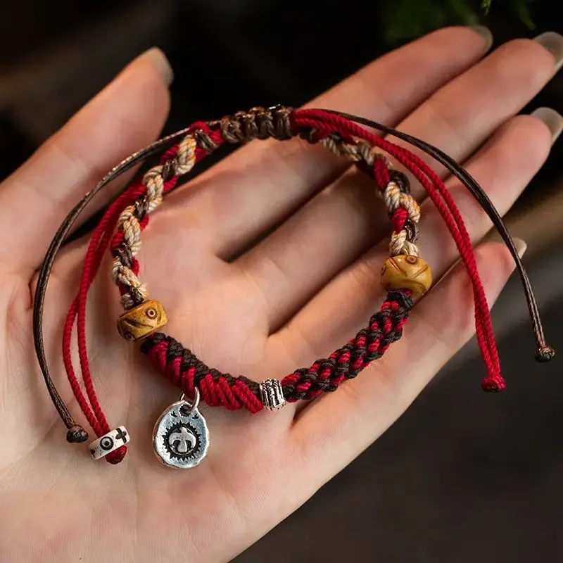 

Mencheese 2024 New Original Tibetan Handmade Braided Red Rope Bracelet Couple Ornament Ethnic Style Accessories