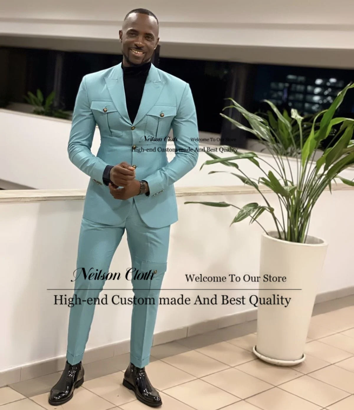 

Fashion 2 Pieces Sets Male Prom Blazers Peaked Lapel Groom Wedding Tuxedos Business Customized Single Breasted Terno Masculino